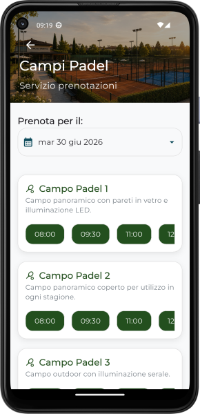 Applicazione Mobile per Circolo Privato - Campi Padel
