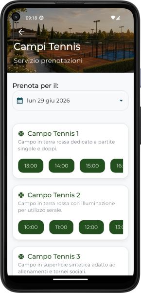Applicazione Mobile per Circolo Privato - Campi Tennis