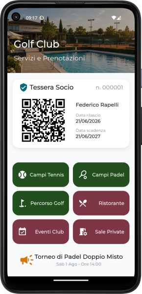 Applicazione Mobile per Circolo Privato - Home