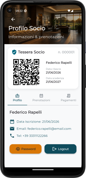 Applicazione Mobile per Circolo Privato - Profilo Socio