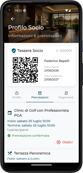 Applicazione Mobile per Circolo Privato - Storico Prenotazioni