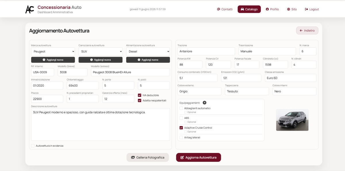 Sito Web per Concessionaria Auto - Gestione Autovettura