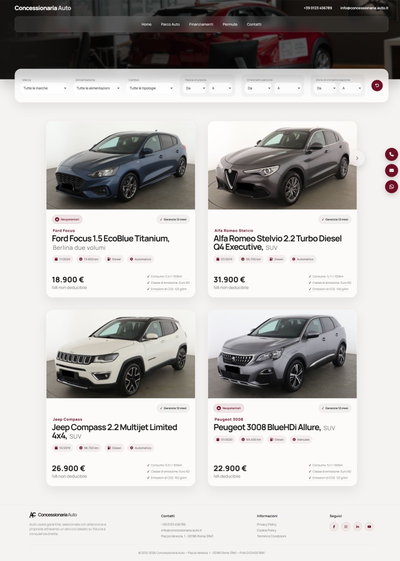 Sito Web per Concessionaria Auto - Showroom