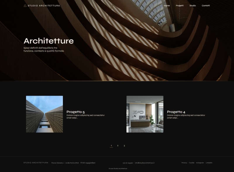 Sito Web per Studio di Architettura - Progetti Realizzati