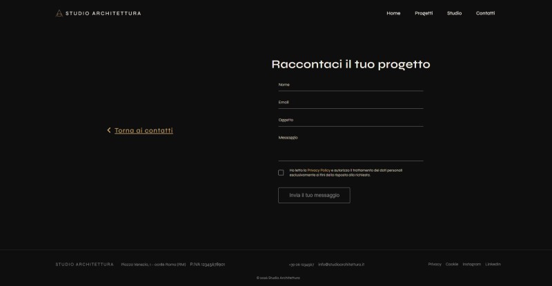 Sito Web per Studio di Architettura - Modulo Contatti