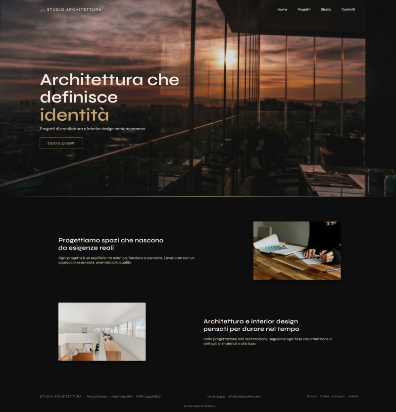 Sito Web per Studio di Architettura - Home Page