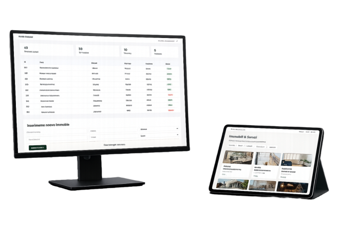 Sito Web Management dashboard amministrativa e area catalogo